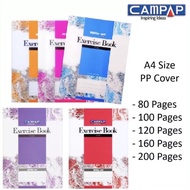 CAMPAP Write-On A4 Plastic PP Cover Exercise Book 70gsm 80,100,120,160,200Pages(CW2516/CW2517/CW2518