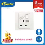 PowerPac - 13A 1Gang Switched Socket / Wall Socket with 2 Year Local Warranty (PP1011)