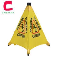 [LA19REA]Caution Wet Floor Sign Slippery When Wet Pops Up Sign Wall Mounted Foldable Bilingual Safet