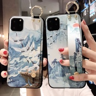 Traditional Chinese Painting Wash Painting Landscape White Crane Samsung S21 Ultra S20FE S20 Ultra S20 Plus S20 S10 Plus S10 S9 Plus S8 Plus NOTE8 9 10 pro note 20 ultra Wristband Holder Back case
