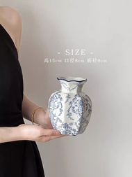 New Chinese style high-end tabletop ornaments foyer decoration blue and white ceramic vases simulate