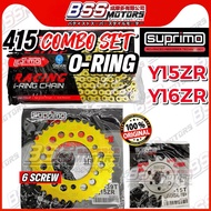 Suprimo Crevon 415 Sprocket Set With Gold Chain For YAMAHA Y15ZR Y15 Y16ZR Y16 415T Sets Rantai Spok