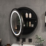 Led Smart Bathroom Mirror Cabinet Solid Wood Oval Bathroom Wall Hanging round Mirror with Light Wall Hanging Dressing Mirror Cabinet