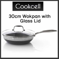 🎁SALE🎁 COOKCELL 30cm Black Cube Wok Pan with Glass Lid  Home &amp; Living . Kitchen &amp; Dining . Cookware