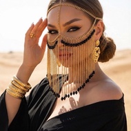 Black Chain Veil ELEGAN with Diamonds, Black Diamond Mix Chain Veil