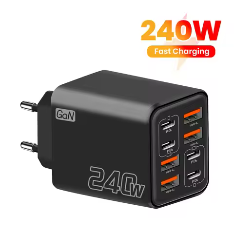 240W 8 Ports 4USB+4Type C Super Fast Charging Mobile Phone Charger USB3.0 PD3.0 EU/UK/US Charger For