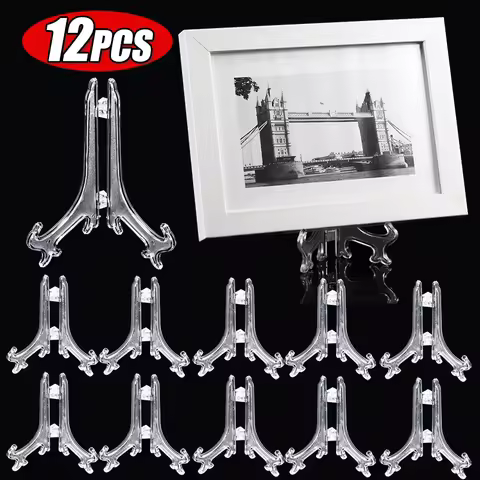 20x Clear Acrylic Easels Table Top Plate Plastic Holder Dish Bowl Racks Photos Picture Frame Fold St