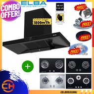 ✥ELBA Designer Hood EH-R9033(BK) Full Black Series Hood with Cooker Hob Gas Cooker Dapur Gas☜