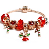 Gelang Krismas Bling, Gelang Manik Krismas untuk Wanita, Gelang Manik Kristal Berlian Merah, Gelang 