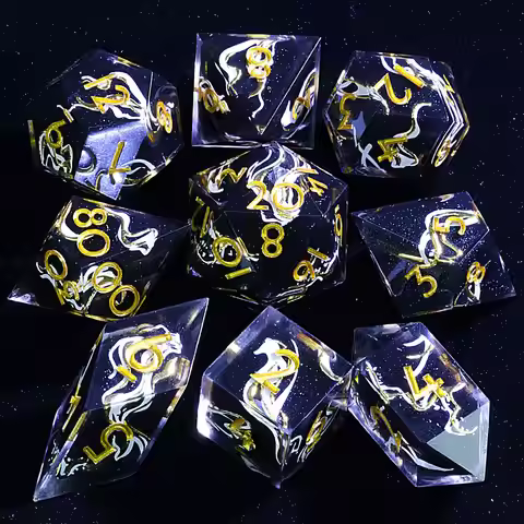 9 Polyhedral Resin DD Sets Dice Obsidian Ribbon Oath
