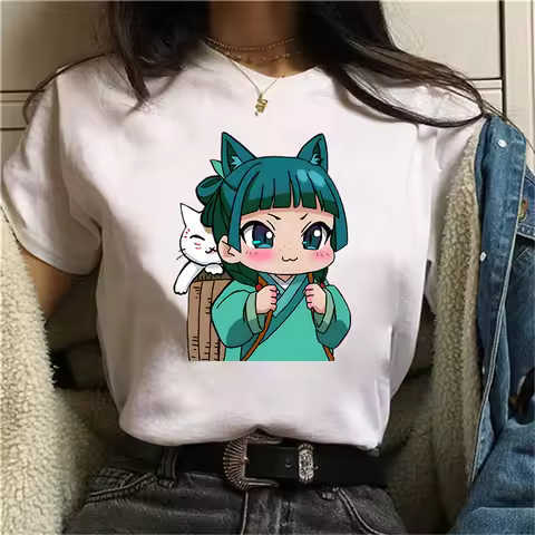 Camisetas divertidas con estampado de Anime The Apothecary Diaries para mujercamiseta holgada bonita