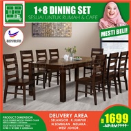 CT102WT CC45W 1+8 Seater Solid Wood Dining Set Kayu High Quality Turkey Fabric Chair