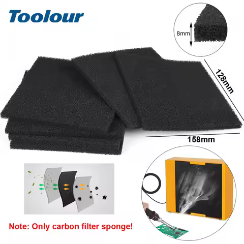 Toolour 6Pcs Activated Carbon Filter Sponge for Absorbing Solder Flux and Chemical Fumes (Square/Rou