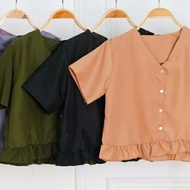 Weijia Fashion OOTD Women's NOZAWA Blouse Pity Ruffle Blouse Women's Blouse/ Plain Blouse/ Trendy Bl