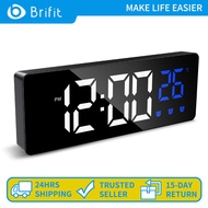 (Newest Version)Brifit Digital LED Alarm Clock, Electronic Desktop Clock with Temperature Display, Adjustable Brightness, Voice Control, Night Mode, 12/24H Display for Home, Bedroom, Office