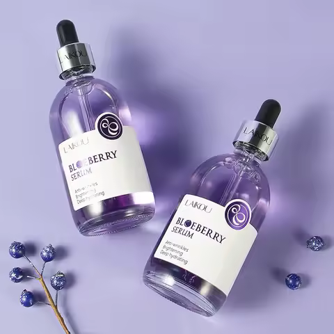 100ml Blueberry Face Essence Refreshing Hyaluronic Acid Facial Serum Shrink Pores Oil-Control Moistu