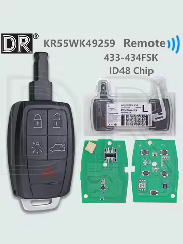 DR KR55WK49259 ID48 Chip 433-434FSK PFK 31300258 Car Remote Control Key For Volvo C30 V40 S40 V50 D5