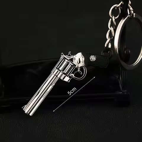 5cm Mini Gun Model Keychain Python 357 Model Jewelry Weapon Metal Pendant Key Chain Bag Car Key Hold