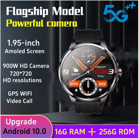 H99 Smart Watch 5G LTE Android 10.0 with 190° Rotating Camera Insert Sim Card Slot GPS WiFi Google P