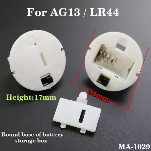 Holder Box Case With Switch Cover White Round Battery Case For AG13 / LR44 Battery Base Socket Organ