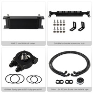 Aluminum 13 Row AN8 Oil Cooler + Hose +Thermostatic  Kit For VW Golf MK5 MK6 Audi A3 A4 B7 TTS 1.8T 