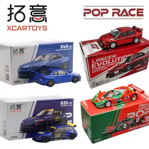 In Stock XCARTOYS POP RACE 1:64 Alloy Diecast Car Model Skyline R34 Civic EG6 Lancer Evo Mazda 787B 