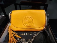 GUCCI Soho 單肩包 一肩斜挎 流蘇鏈 橘色 336752