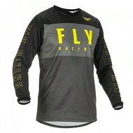 1pc Fly Men's Outdoor Cycling Sports Jersey, Fly Racing Motocross Riding Shirt, Black & Grey Gear, P