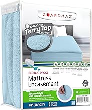 Guardmax Terry Cotton Zippered Mattress Encasement - Queen Size - 100% Waterproof and Bed Bug Proof 