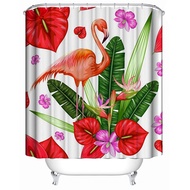 1.8x1.8M Bathroom 3D Flamingo Shower Curtain Waterproof Polyester with Hooks