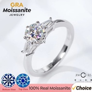 1CT Certified Moissanite Engagement Ring for Women | 925 Sterling Silver Wedding Band | Real Lab-Gro