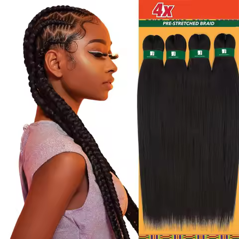 Factory Wholesale 38 in 4X Low Temperature Synthetic Fiber EZ Hair for Braids Pre Stretch Japan Brai
