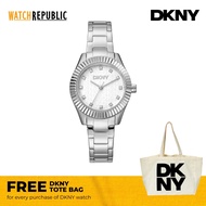 [FREE GIFT] DKNY Chambers Glitz  Silver Stainless Steel Analog Quartz Watch For Women DK1L017M0035