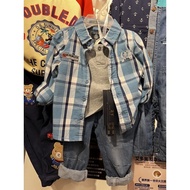 kids Handsome Fake Two-Piece Checked Shirt