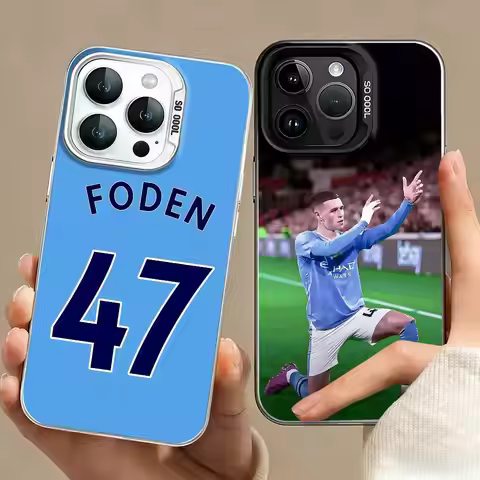 Football Star P-Phil Foden Phone Case For iPhone 17,16,15,14,13,12,11 Plus,Pro Max,XS,Colored silver