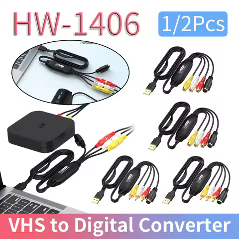 1/2Pcs HW-1406 USB Video Capture Card VHS TV DVD VCR Audio Capture Adapter Card USB To AV Video Capt