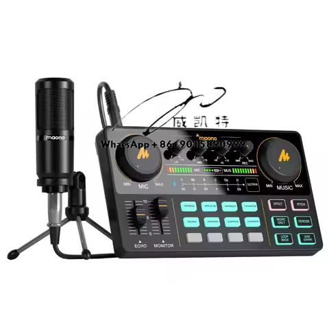 MAONOCASTER Professional Condenser Record Studio Microphone With Audio Sound Card and Mixer Headphon