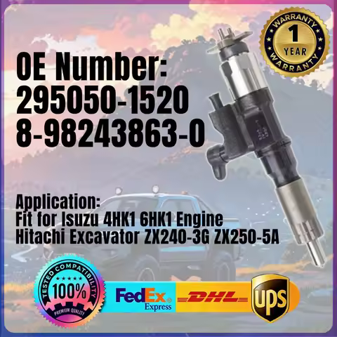 Fuel Injector 295050-1520 8-98243863-0 for Isuzu 4HK1 6HK1 Engine Hitachi Excavator ZX240-3G ZX250-5