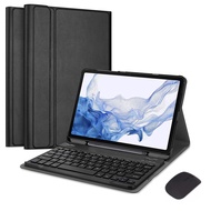 เคสคีย์บอร์ดไร้สาย Bluetooth แบบ Backlit 7 สีสําหรับ Samsung Galaxy Tab S7 plus S9 FE + S7 FE S8 + 12.4 " Keyboard Case