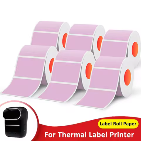 Pink Self-Adhesive Thermal Paper Labels 40x30/50X50mm Direct Thermal Sticker Rolls for M110 M120 Pri