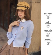 511SH1002 - Blue striped shirt embroidered with bow patches ADORE DRESS