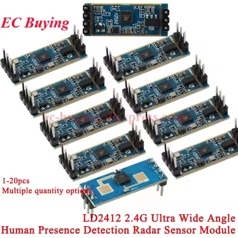 1Pc-20Pcs LD2412 24G Human Presence Sense Radar Sensor Module Wide-angle Millimeter Wave Radar Detec