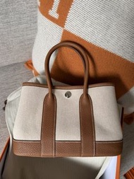 Hermès mini Garden Party gold 帆布 K