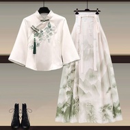 Horse face skirt set Horse face skirt set Mint Green Mambo Style New Chinese Style Hanfu Top Dress W