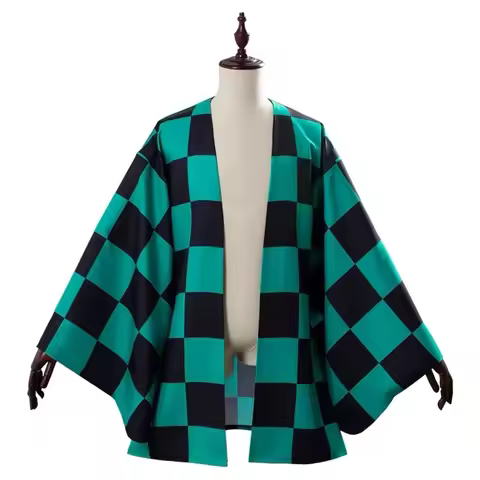2026 Anime Costume Tanjyrou/Tanjiro Kamado Greeen Kimono Coat For Adult Men Cosplay