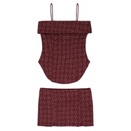 SLYQ MADE 🎄 TOFFEE NUT TWEED SINGLET & SKIRT SET เซ็ตผ้าทวีดเสื้อสายเดี่ยวกับกระโปรงสั้นเอวต่ำ งานตั