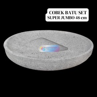 Coet Batu Asli 48cm Jumbo Cobek dan Ulekan