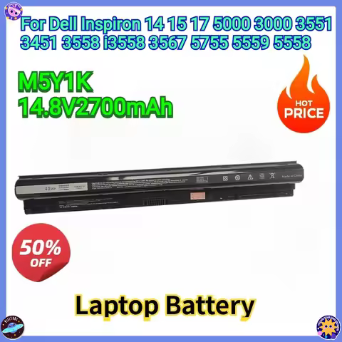 New Replacement Laptop Battery M5Y1K 14.8V 2700mAh for Dell Inspiron 14 15 17 5000 3000 3551 3451 35
