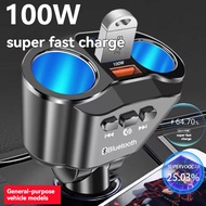100W Super Fast Car Charger 3-in-1 Bluetooth FM Transmitter, QC3.0 Cigarette Lighter Splitter, MP3 P