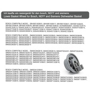 Dishwasher Wheel Roller Accessories Adaptation Bosch Siemens Neff Beko Dishwasher Upper and Lower Wh